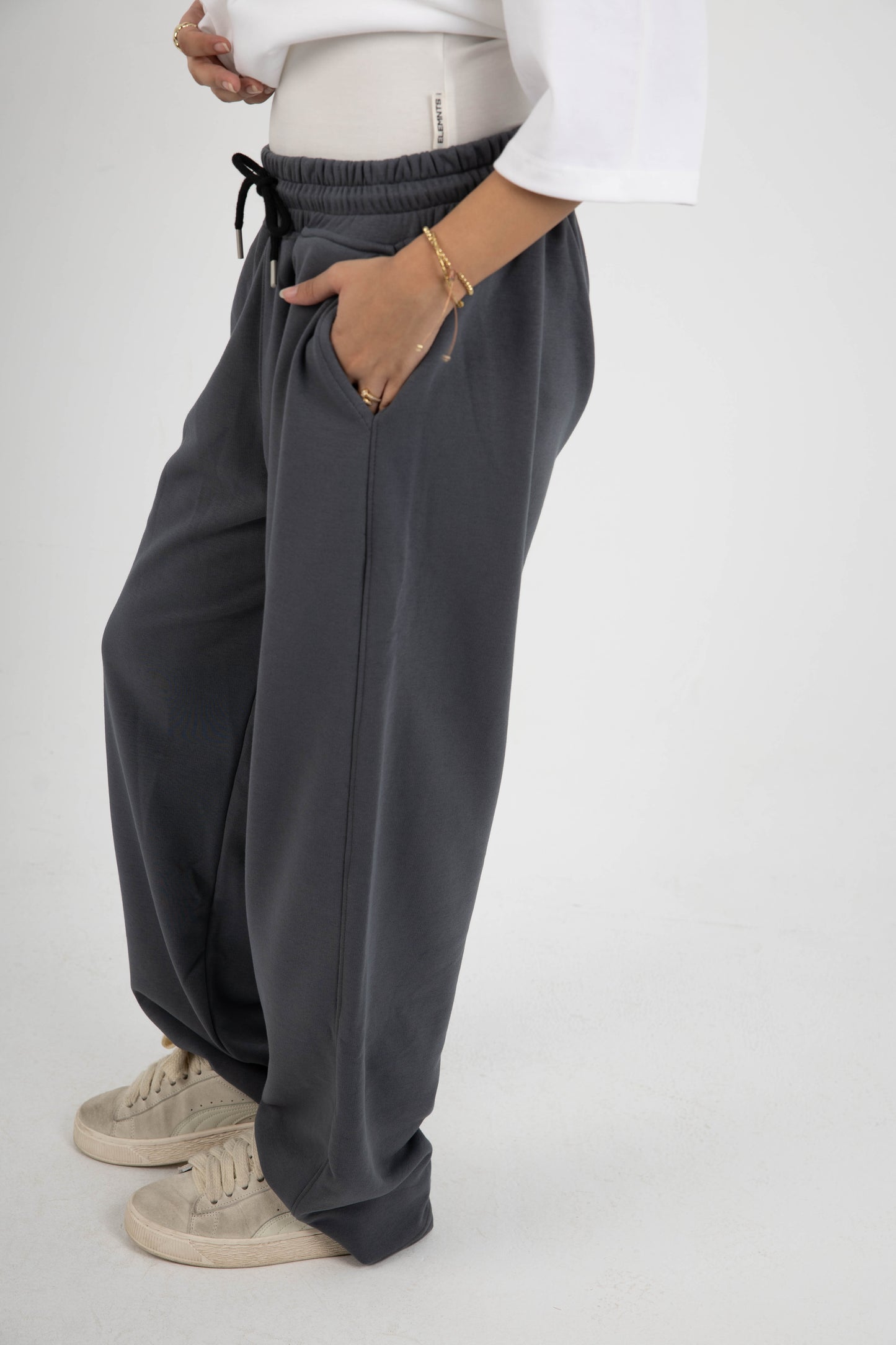 CORE WIDE LEG SWEATPANTS - DARK GREY