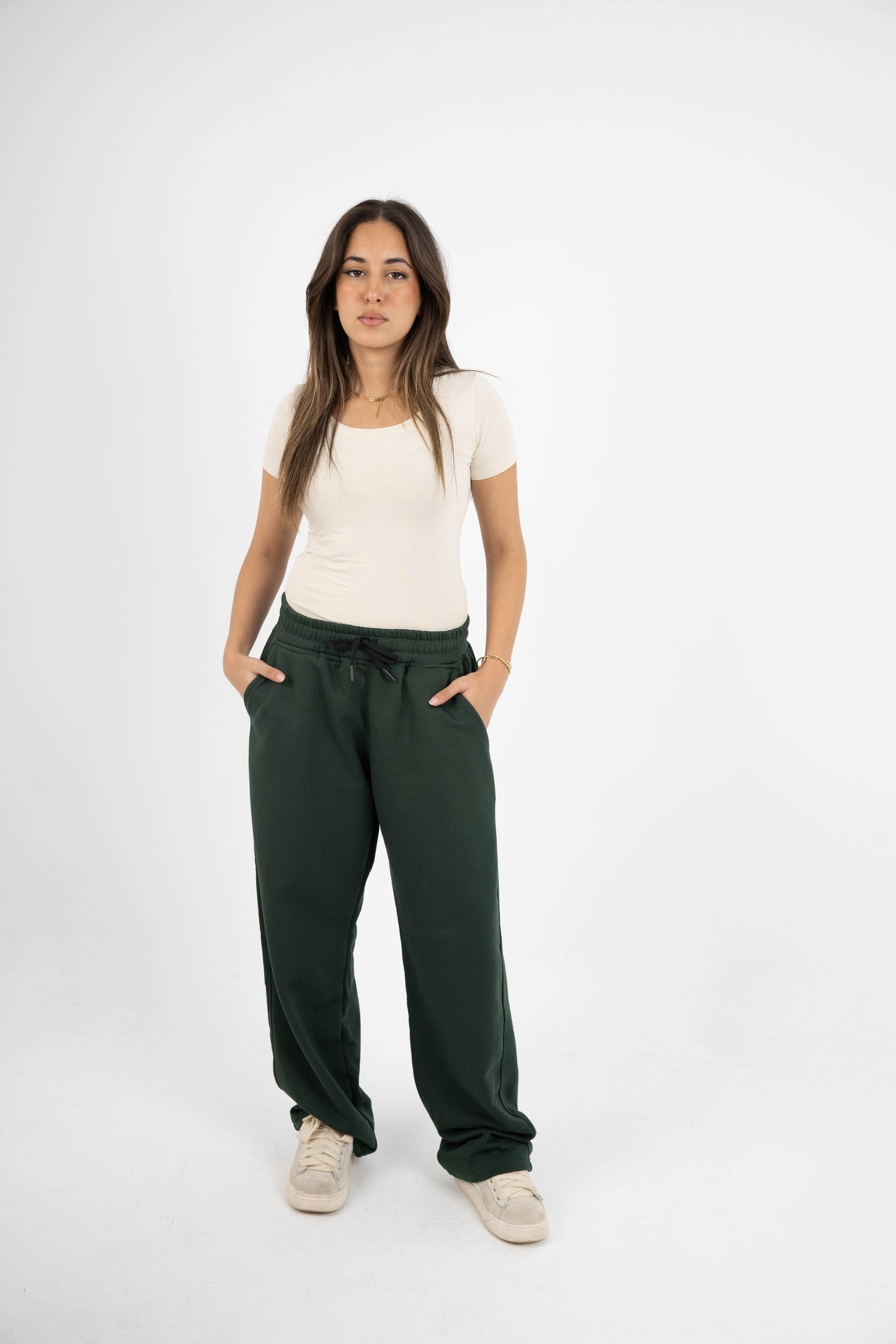CORE WIDE LEG SWEATPANTS - OLIVE