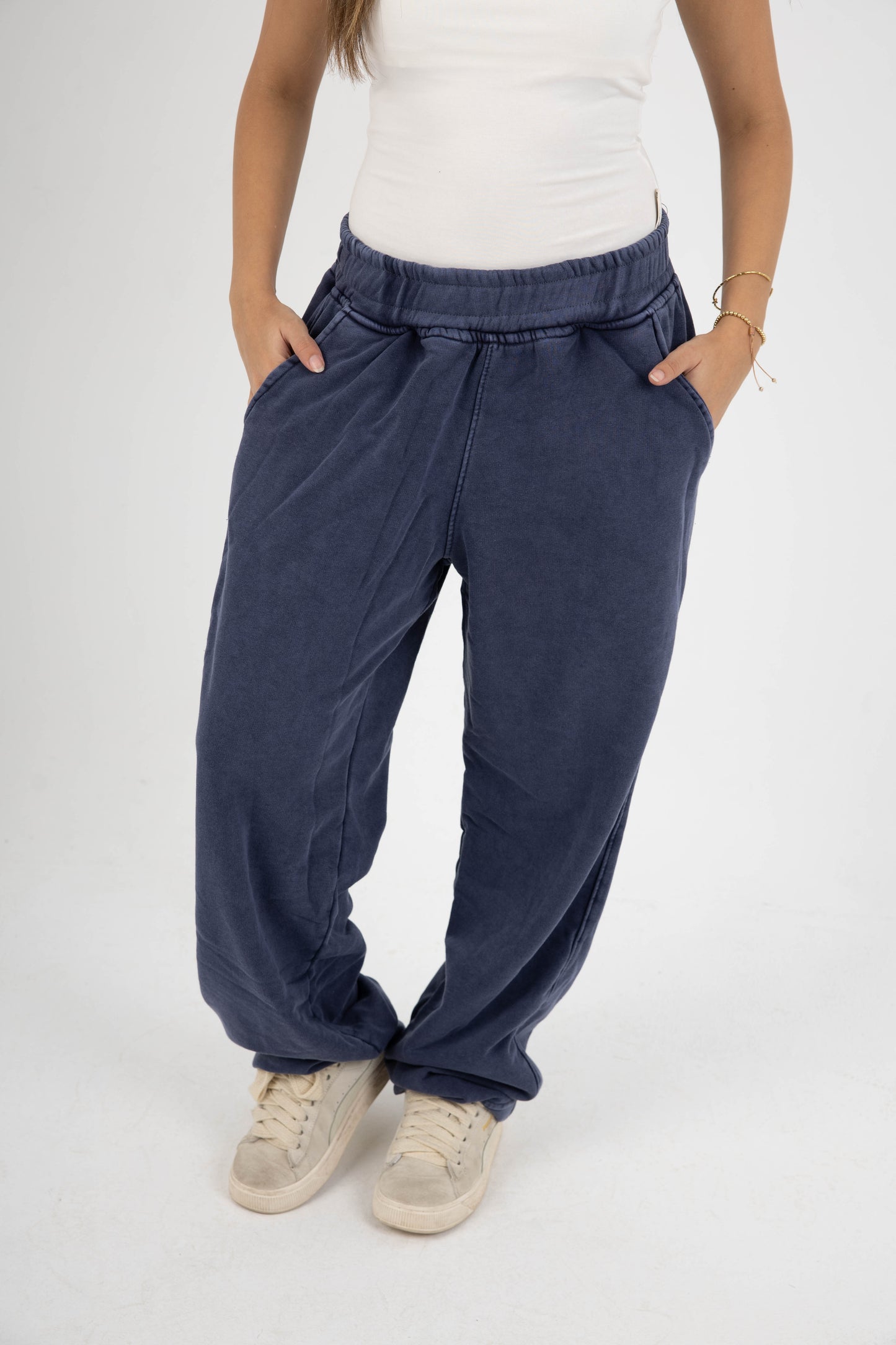 CORE WIDE LEG SWEATPANTS - WASHED BLUE
