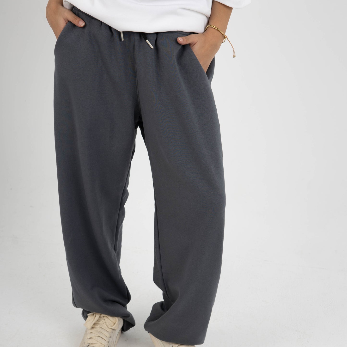 CORE WIDE LEG SWEATPANTS - DARK GREY