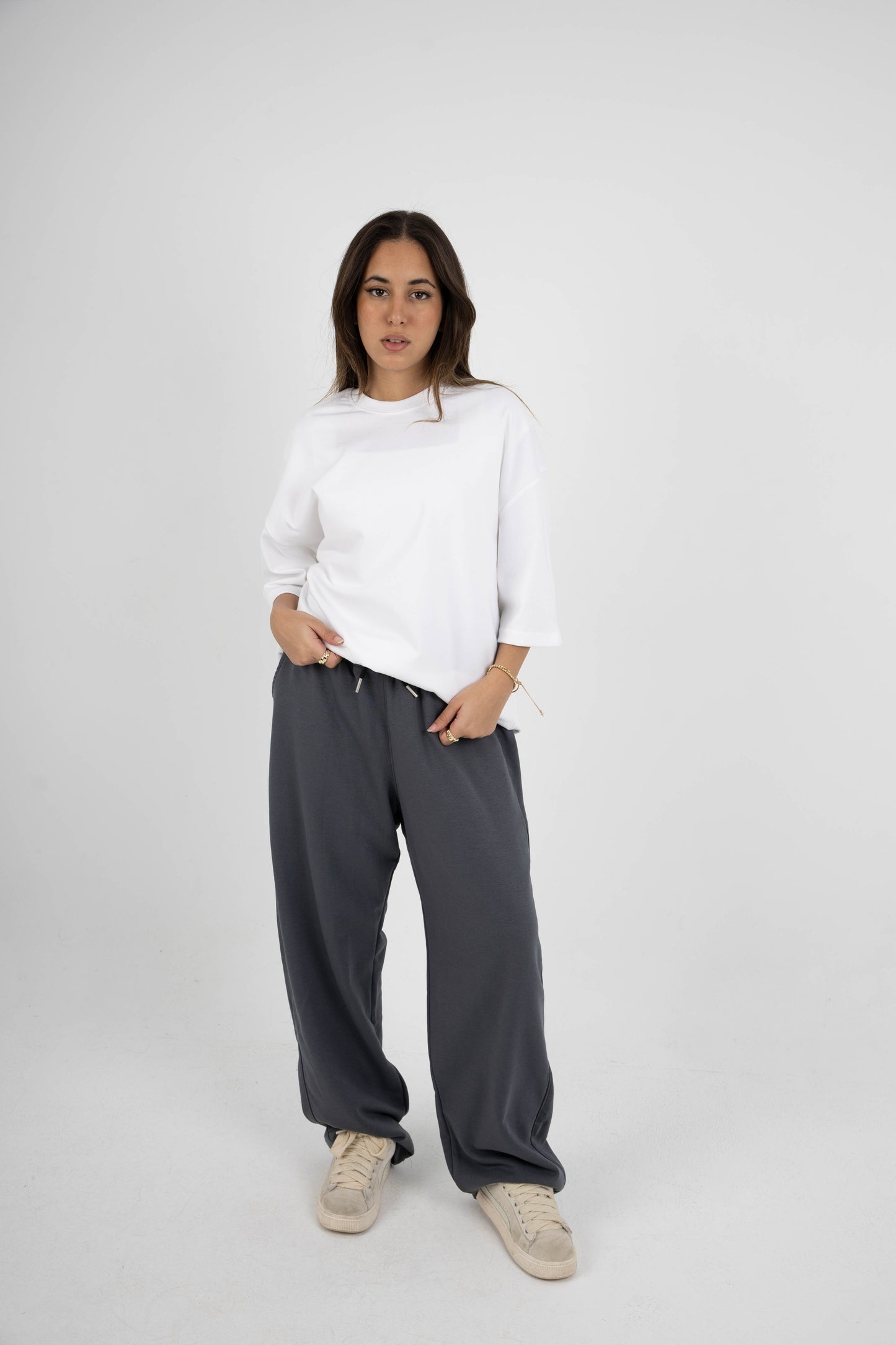 CORE WIDE LEG SWEATPANTS - DARK GREY