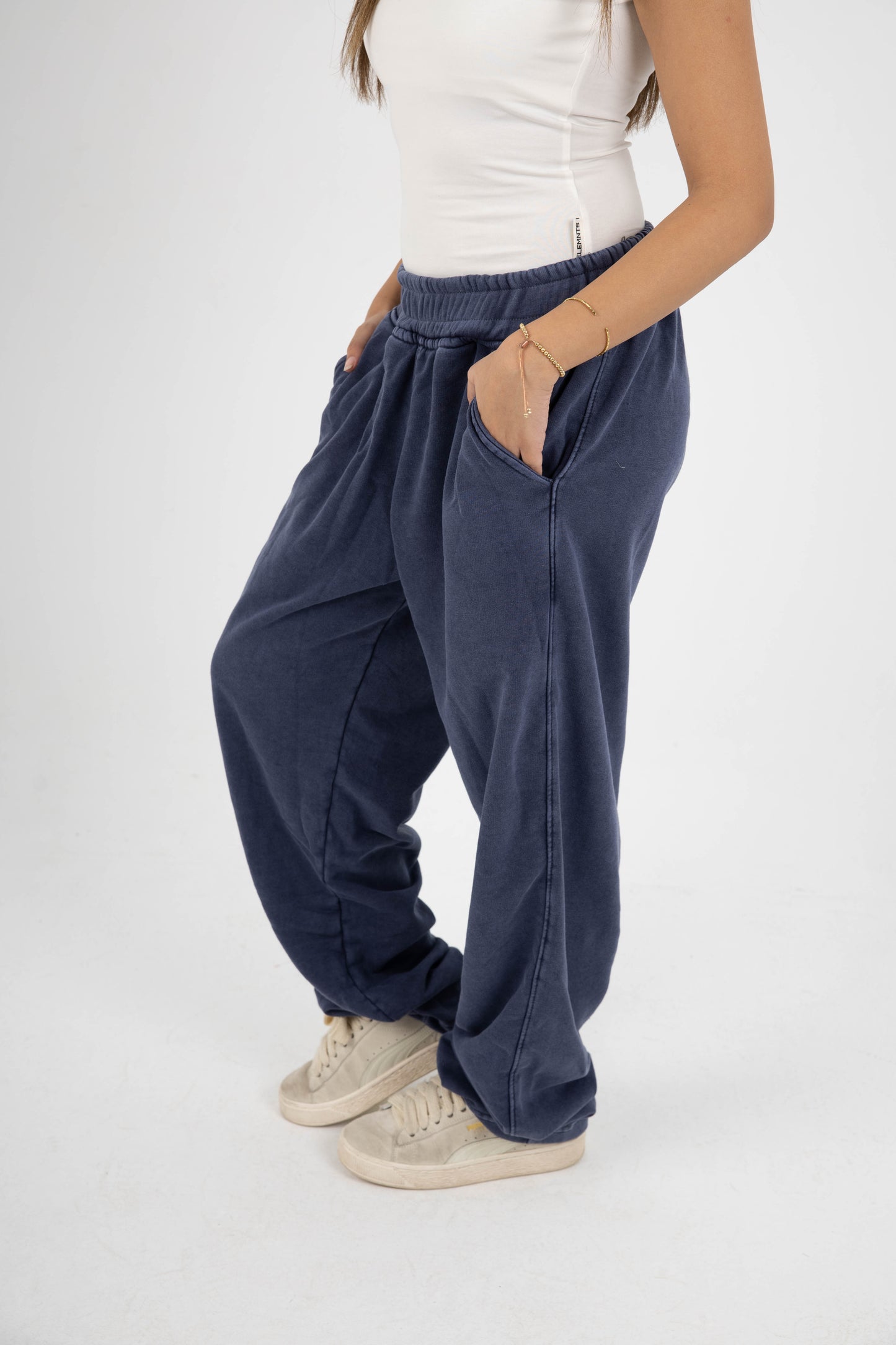 CORE WIDE LEG SWEATPANTS - WASHED BLUE
