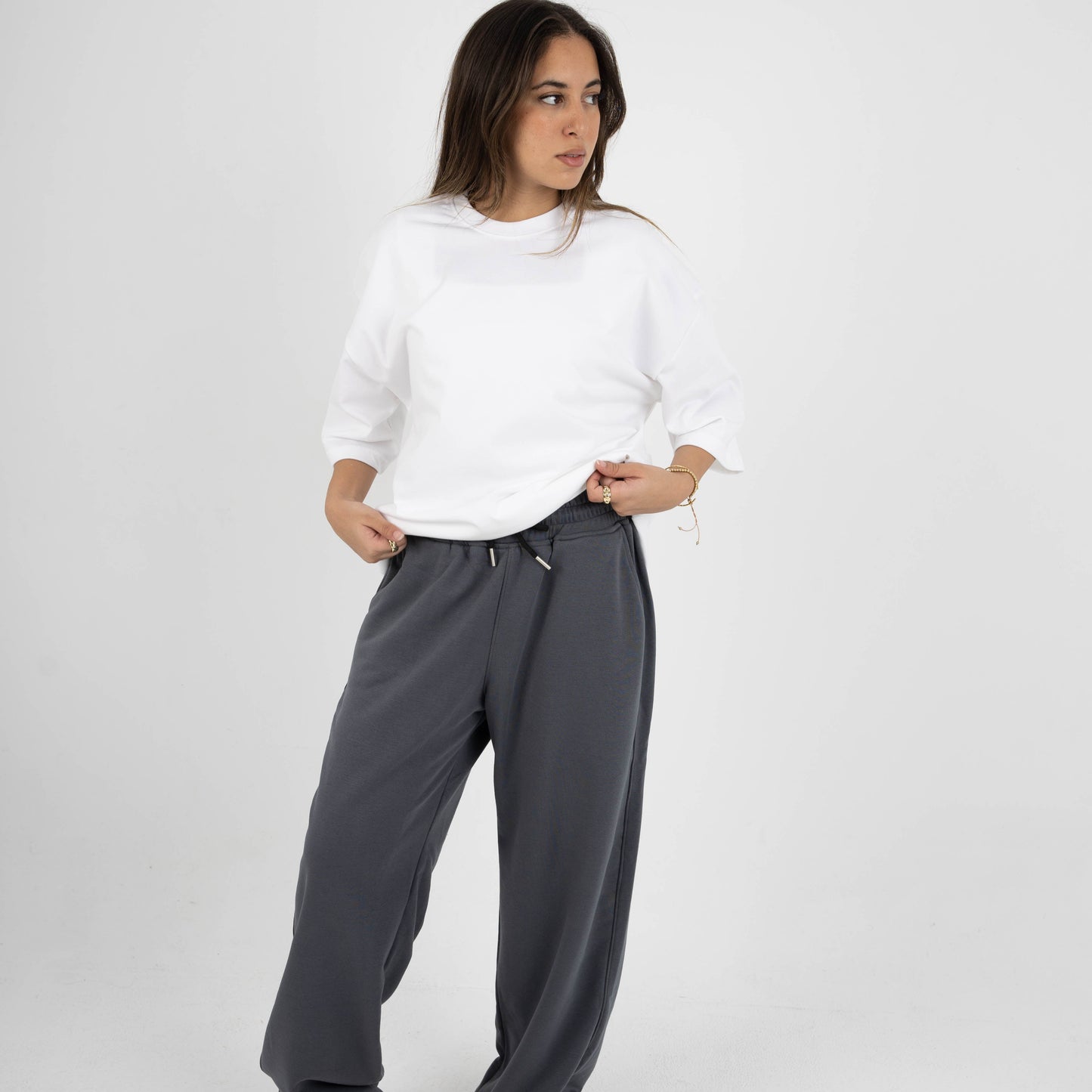 CORE WIDE LEG SWEATPANTS - DARK GREY