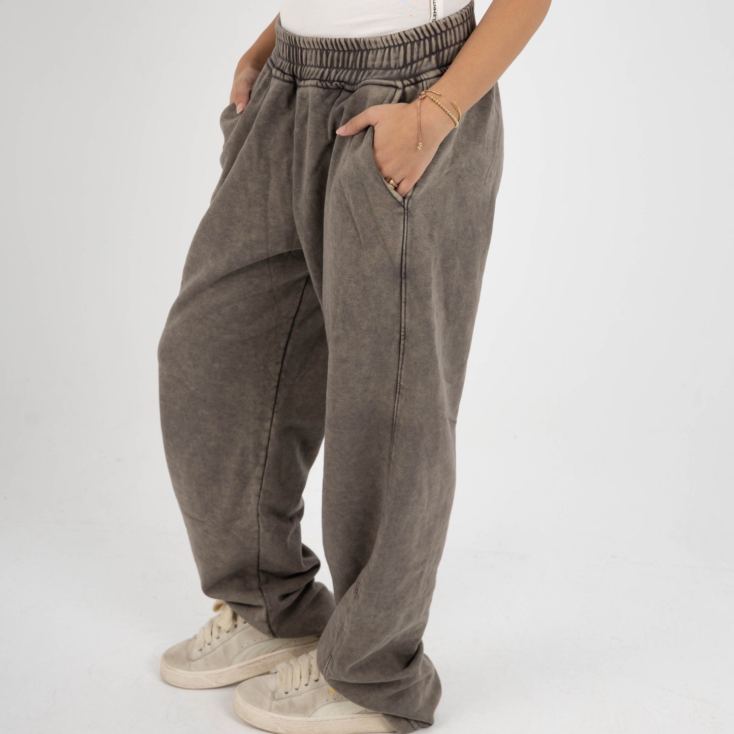CORE WIDE LEG SWEATPANT - WASHED BROWN