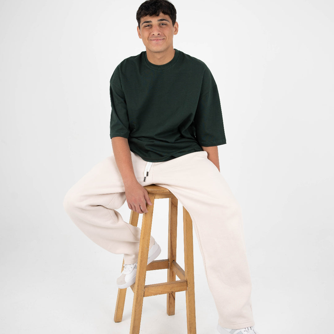 CORE WIDE LEG SWEATPANTS - BEIGE