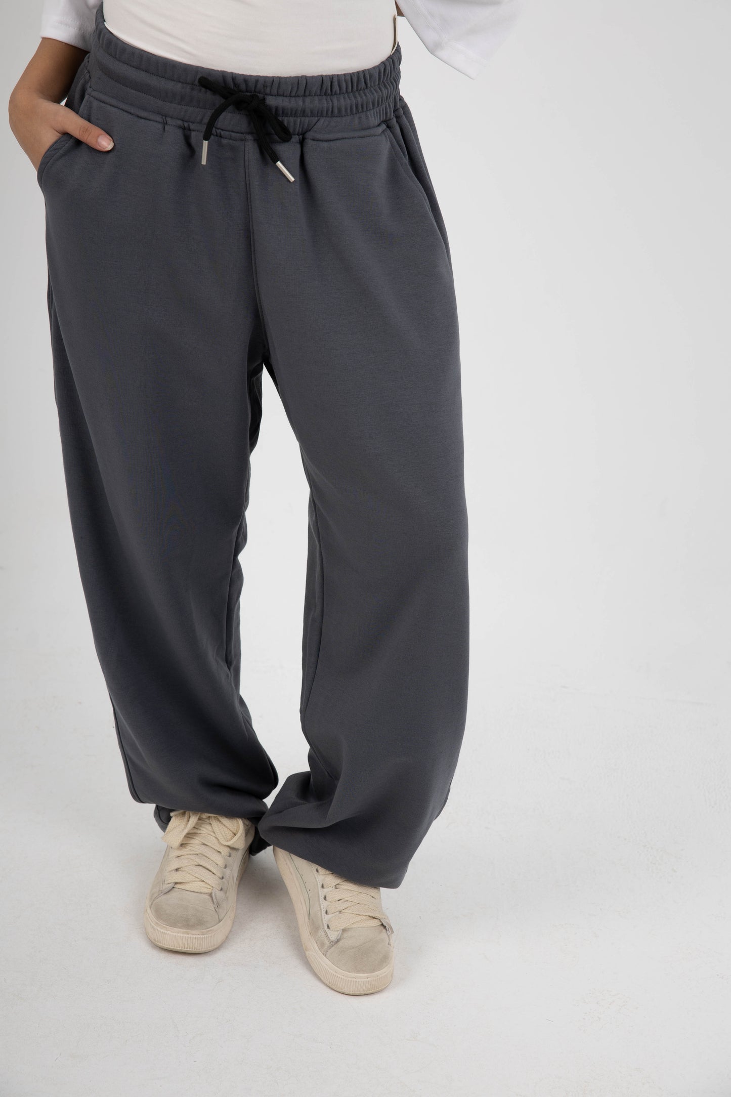 CORE WIDE LEG SWEATPANTS - DARK GREY