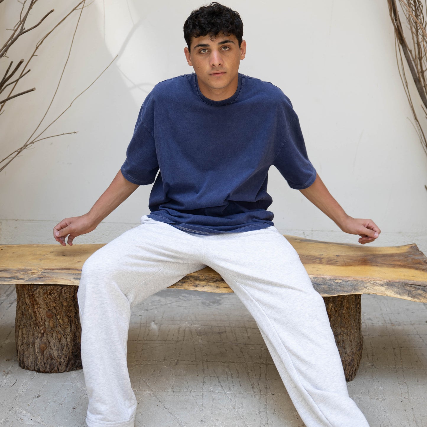 CORE WIDE LEG SWEATPANTS - PALE GREY
