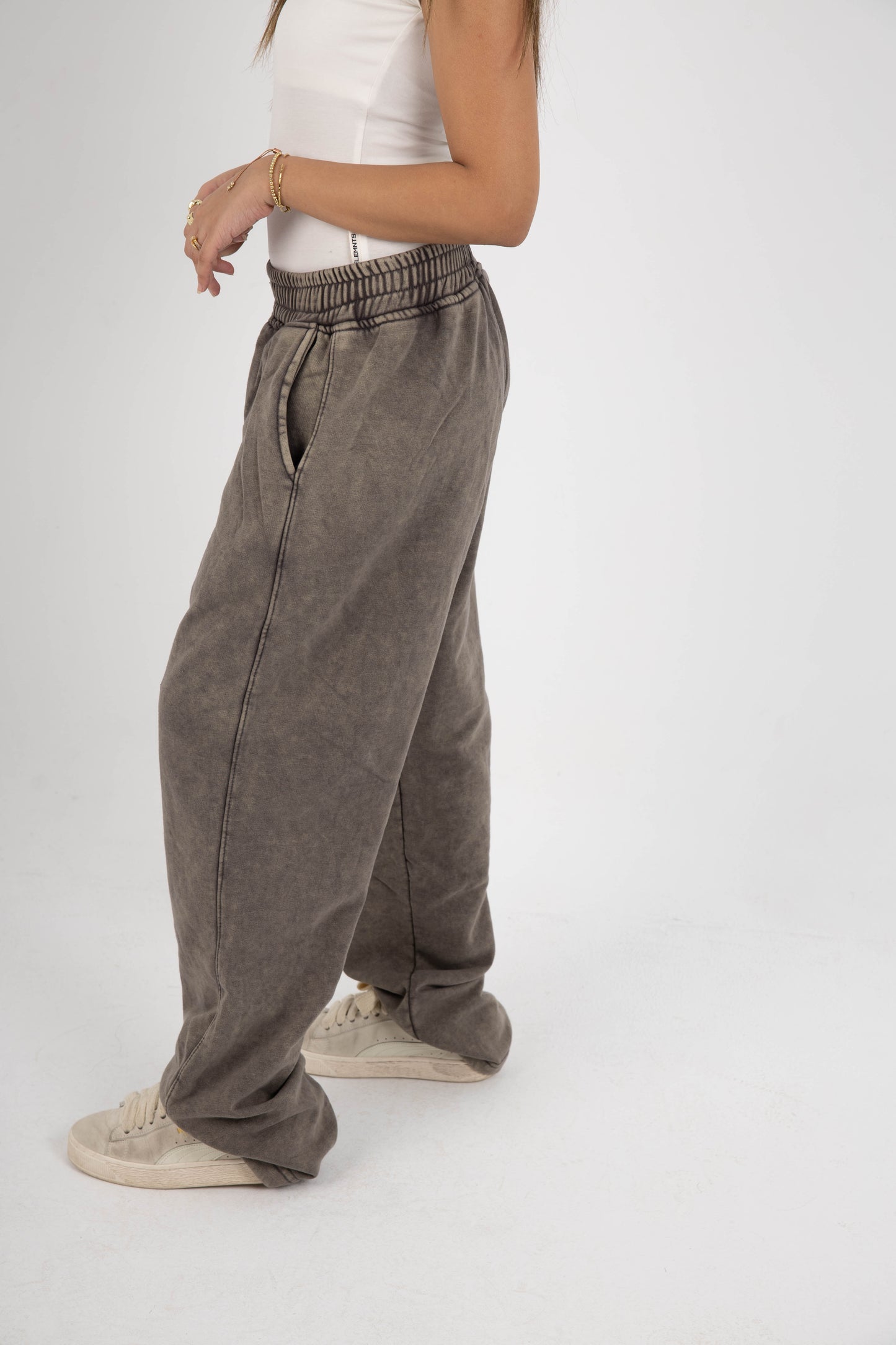 CORE WIDE LEG SWEATPANT - WASHED BROWN