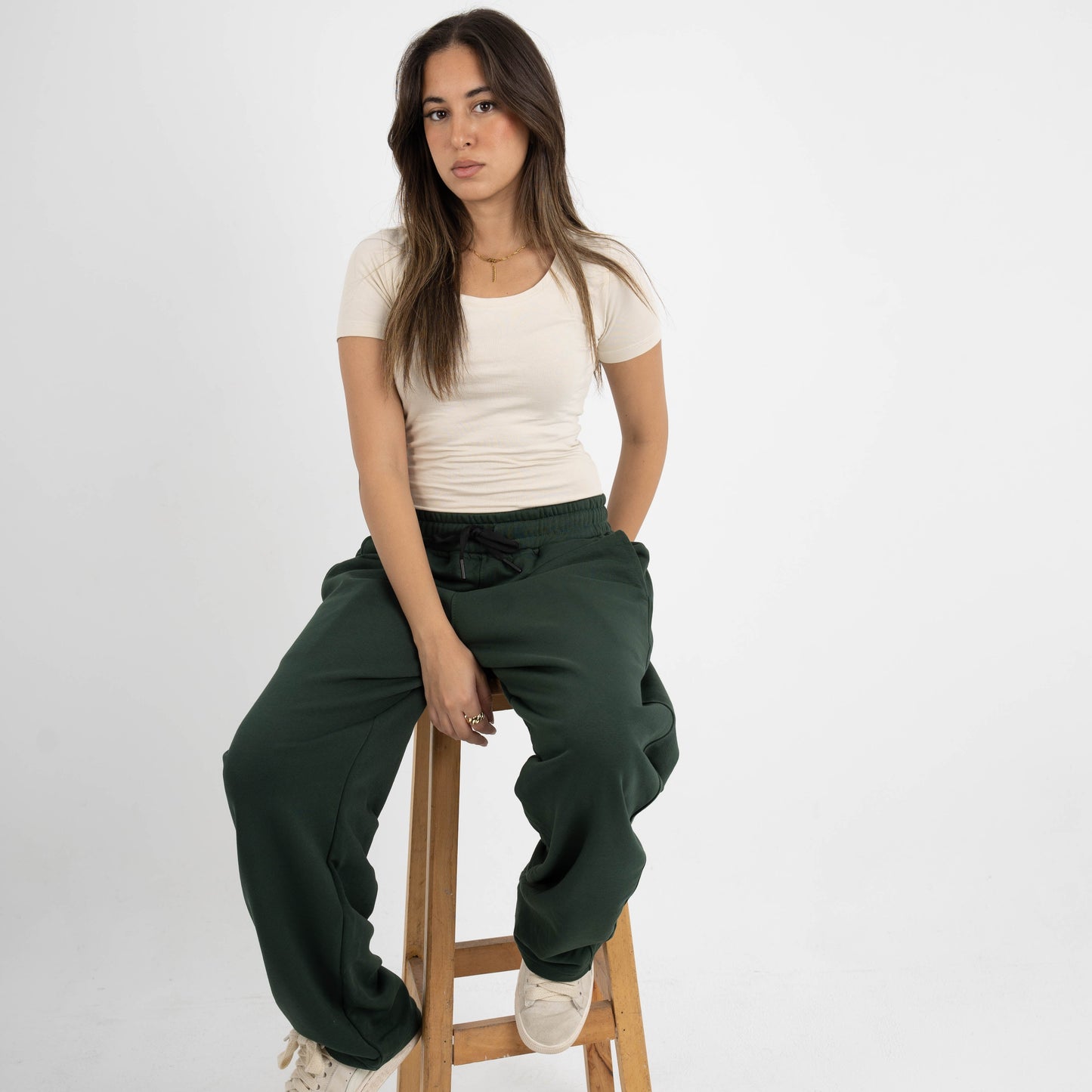 CORE WIDE LEG SWEATPANTS - OLIVE