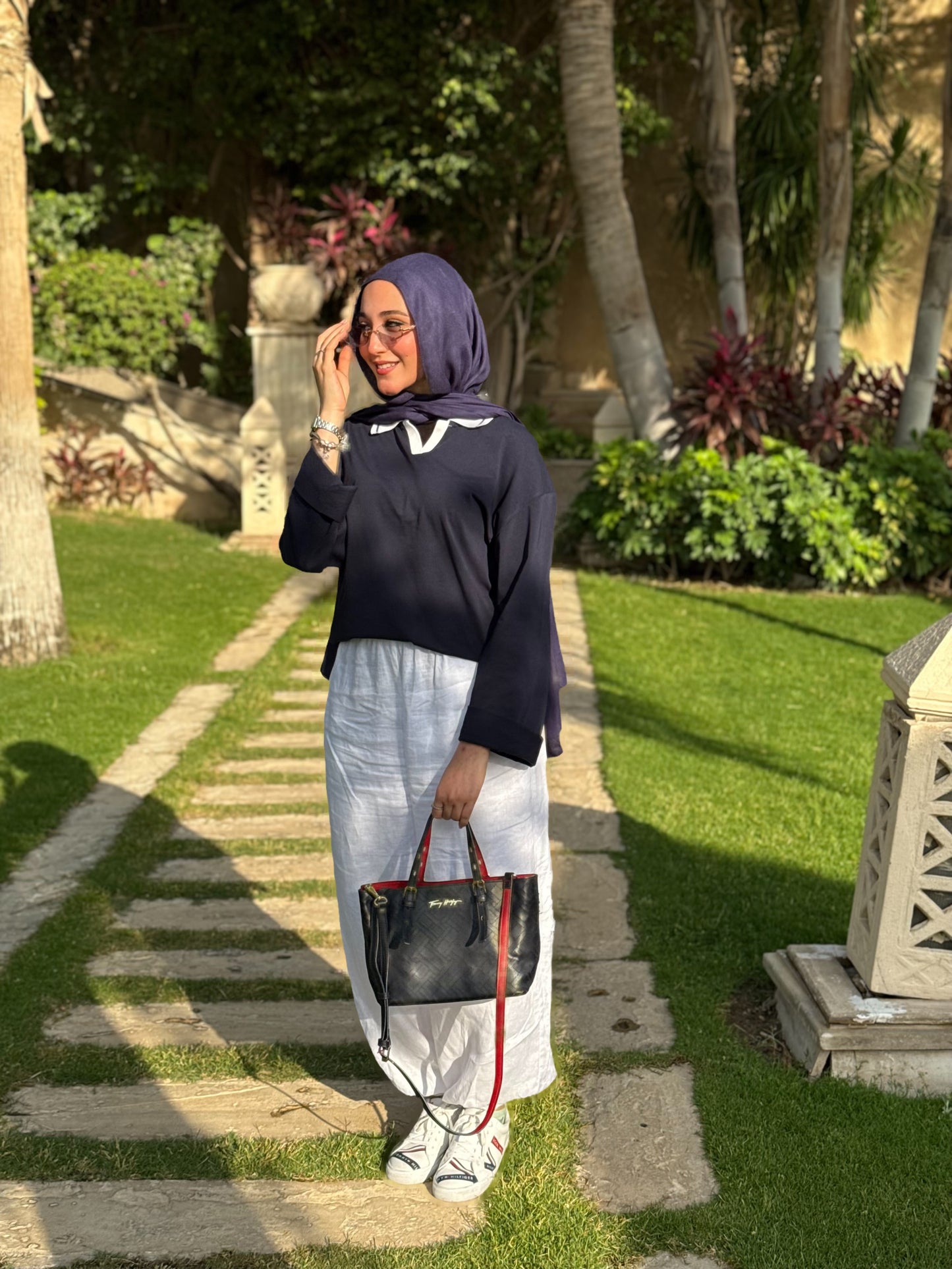 SLEEVE NAVY EASE COLLAR TEE