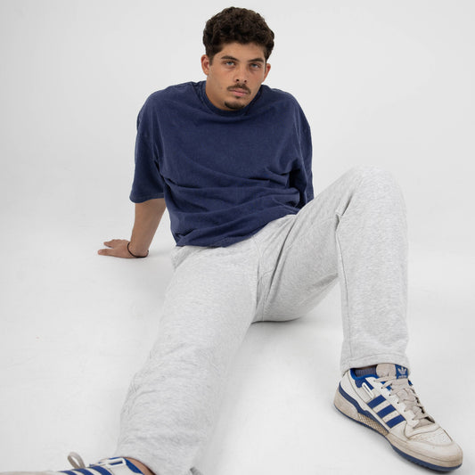 CORE WIDE LEG SWEATPANTS - PALE GREY