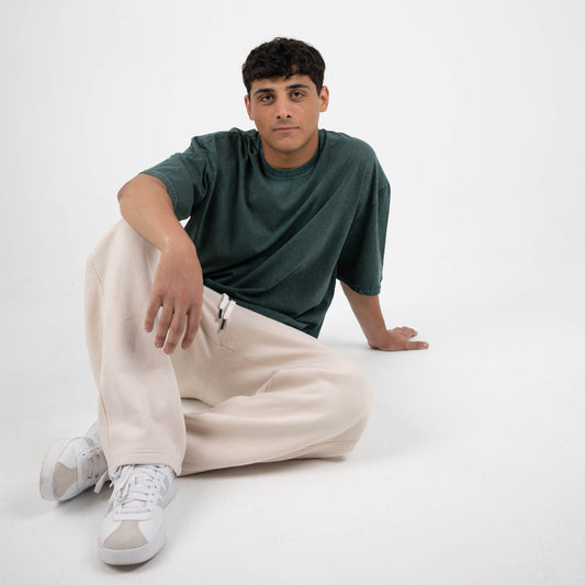 CORE WIDE LEG SWEATPANTS - BEIGE