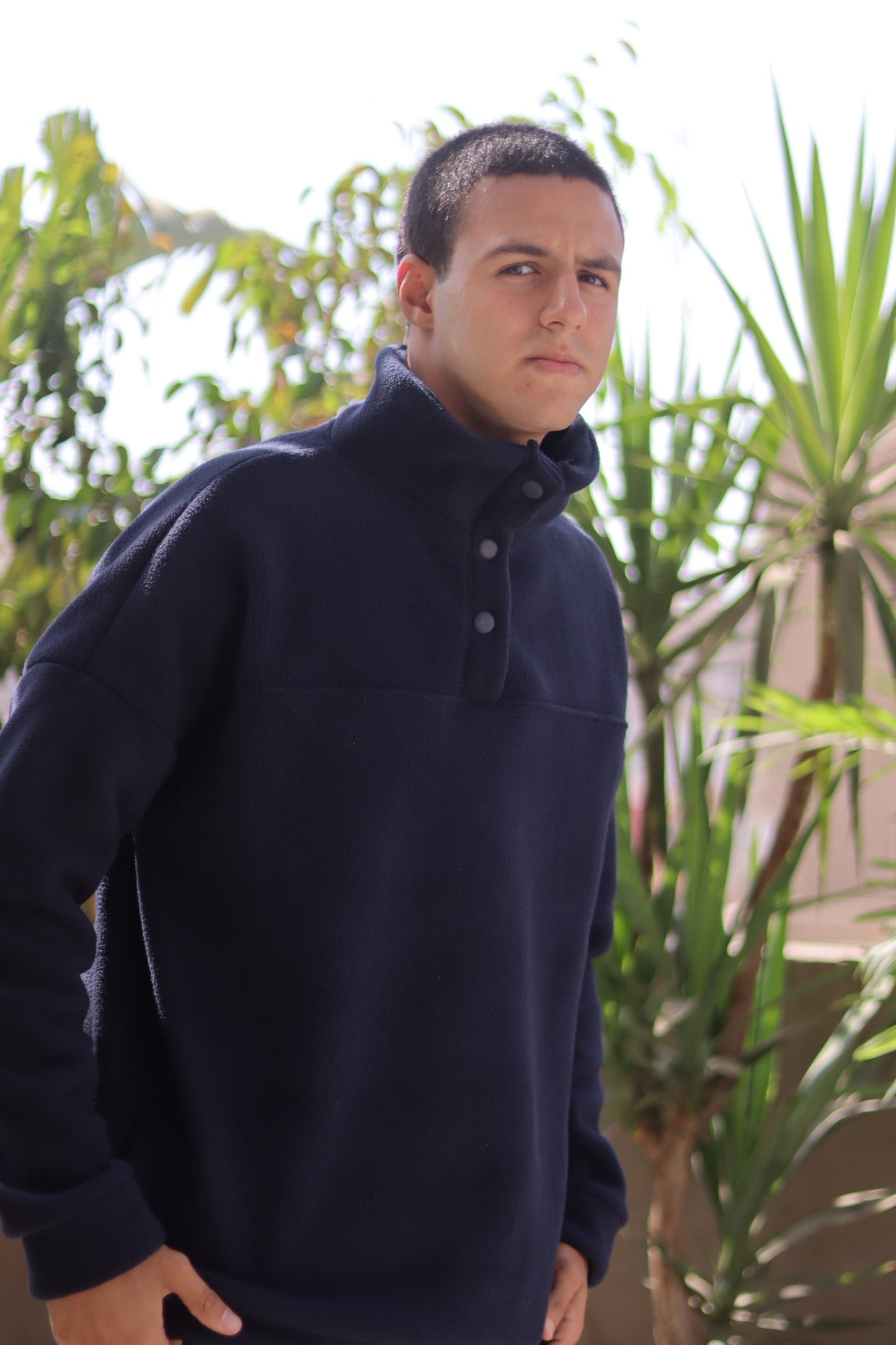 Navy Fleece Quarter Snap Hoodie