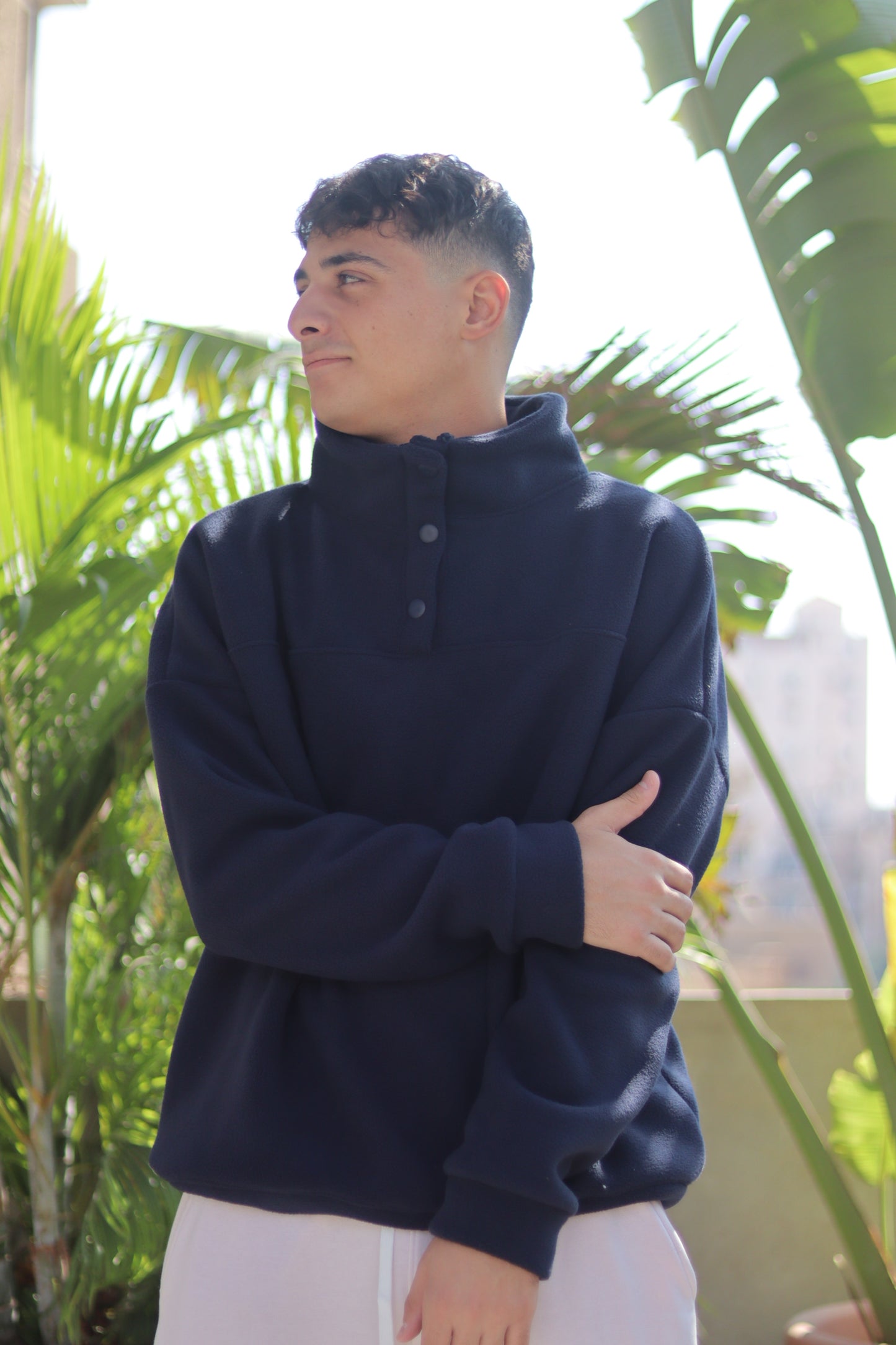 Navy Fleece Quarter Snap Hoodie