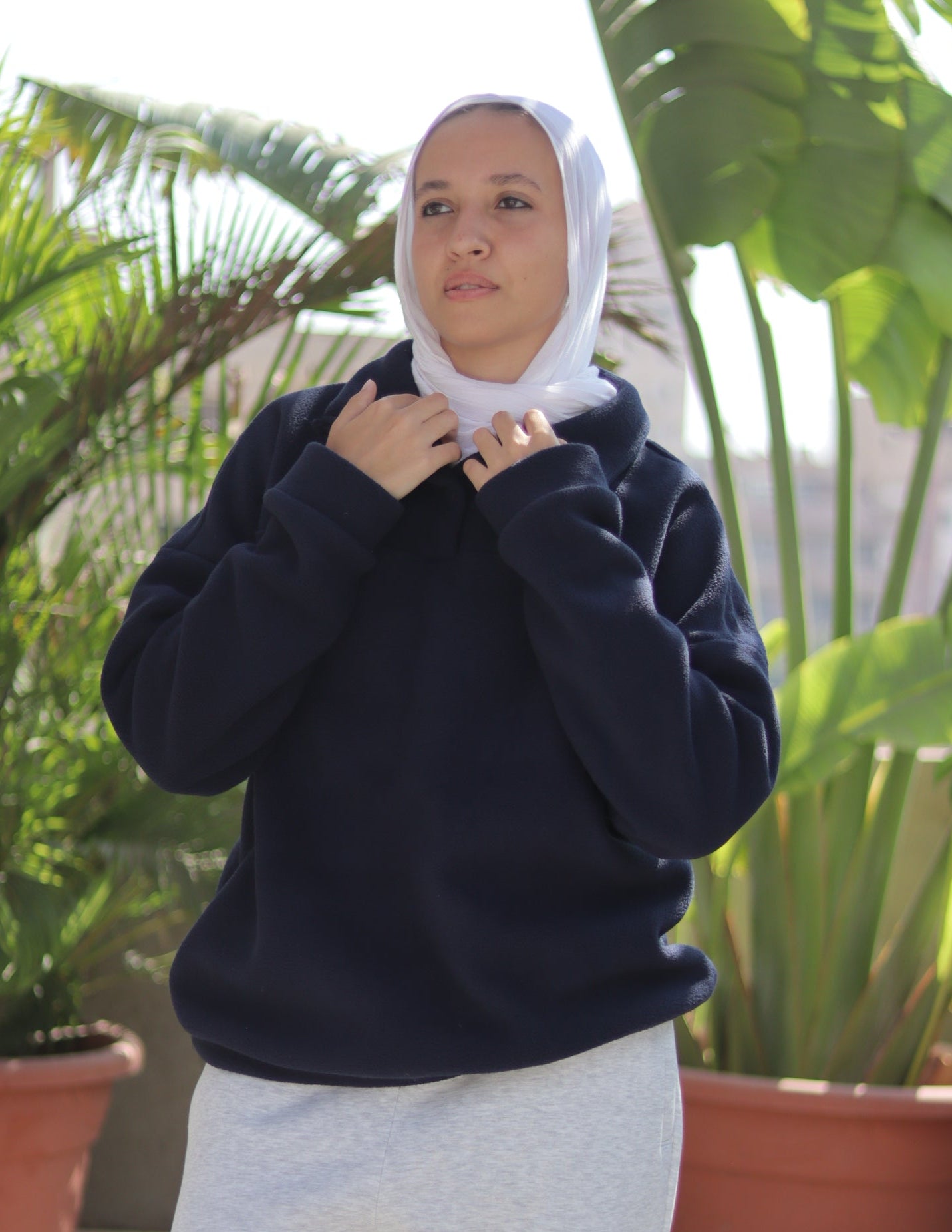 Navy Fleece Quarter Snap Hoodie