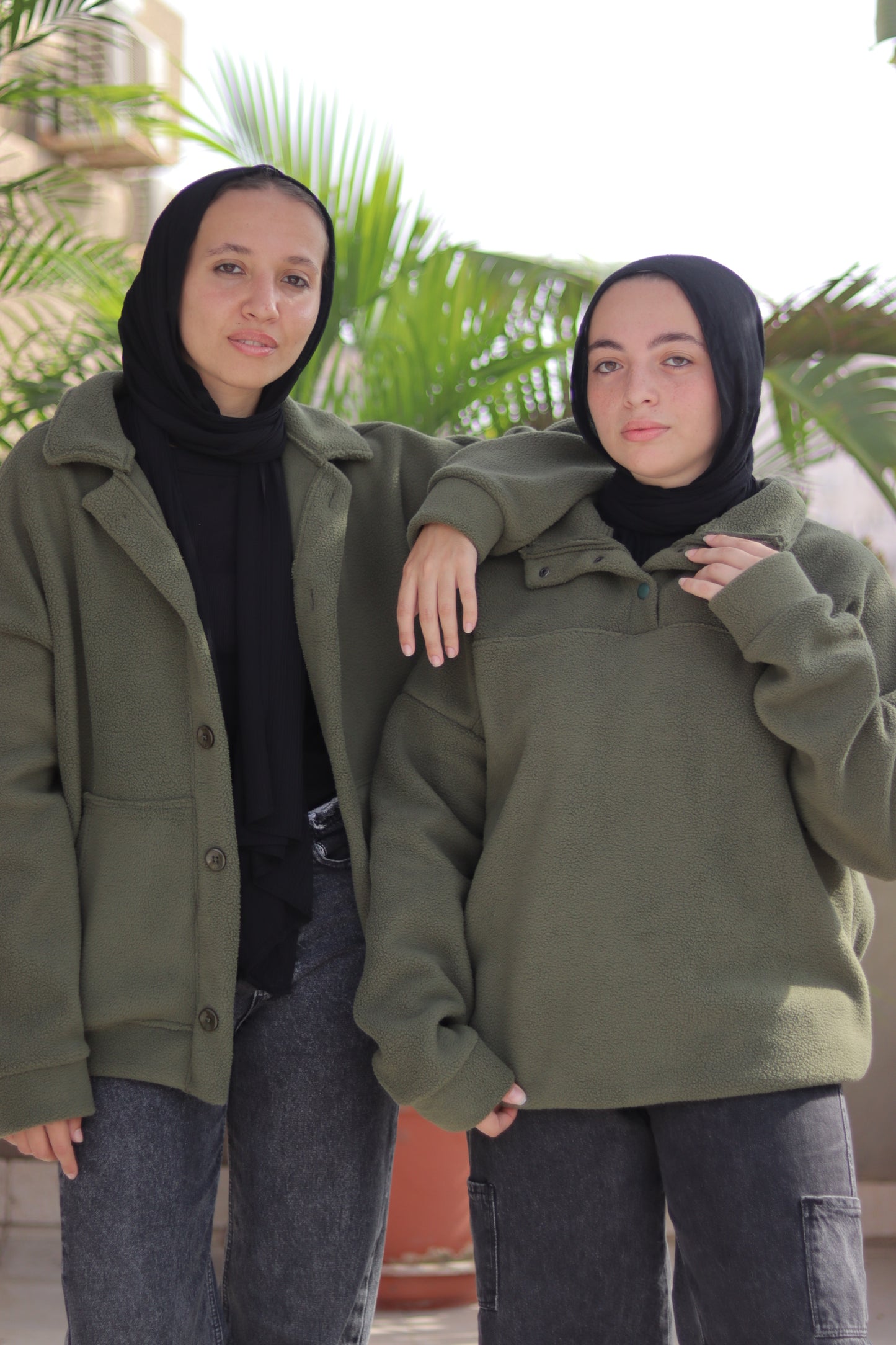 Green Fleece Quarter Snap Hoodie