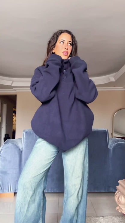 Navy Fleece Quarter Snap Hoodie